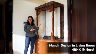 Mandir Design in Living Room  Wooden Mandir Design  Mandir ki Design Kaise Banaye  4BHK  Nerul [upl. by Leicester]