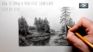 How To Draw a Realistic Landscape  Step by Step [upl. by Hgielyak]