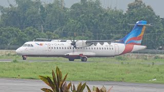 NovoAir ATR 72600 Taxiway to Terminal  Saidpur Airport [upl. by Ertnom]