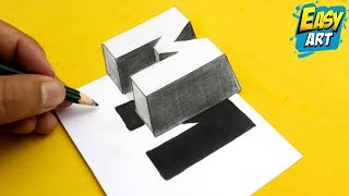 Super Facil ► How To Draw 3D Letters M │Dibujos Faciles│Como dibujar letras 3d [upl. by Nassir]