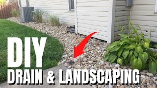 DIY French Drain amp Landscaping  River Rock  Yard Drainage Solution [upl. by Ueihttam700]