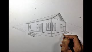 ARCHITECTURAL │How To Draw a Simple House in 2 Point Perspective 18 [upl. by Sheaff572]