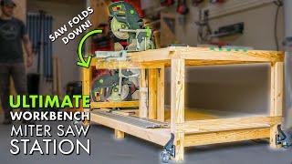 Garage WORKBENCH  MITER SAW Station  OUTFEED Table Combo Build Part 1 [upl. by Gnouhk]