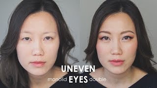 Makeup for uneven eyes  Monolid amp Double Eyelid Tutorial [upl. by Naenaj]