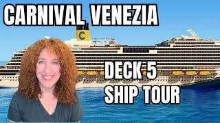 Carnival Venezia TOUR Deck 5  Restaurants Bars Theater Atrium Shops More [upl. by Resarf]