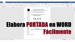 CÓMO HACER UNA PORTADA EN WORD FÁCILMENTE [upl. by Lucey]