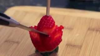 How to Make a Perfect Strawberry Rose Garnish [upl. by Gee854]