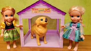 Pet Vet  Elsa amp Anna toddlers take their dog to Barbie the doctor [upl. by Whittemore]