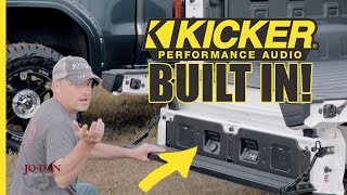 Kicker Audio System in the GMC MultiPro Tailgate overview [upl. by Enneyehs285]