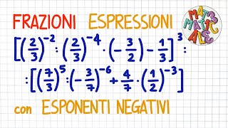 ESPRESSIONI con le FRAZIONI e gli ESPONENTI NEGATIVI  FR70 [upl. by Aleit]