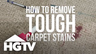 How to Remove Tough Carpet Stains  HGTV [upl. by Lyrad]