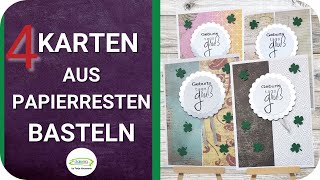 4 einfache Geburtstagskarten mit Designpapier RESTEN basteln  Tutorial [upl. by Alleroif]