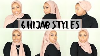 6 SIMPLE HIJAB STYLES USING 1 SCARF  Aysha Abdul [upl. by Llewsor]