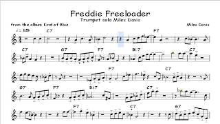 Freddie Freeloader  Miles Davis trumpet solo sheet music [upl. by Granville200]