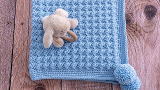 How to Crochet a Baby Blanket for Beginners Super EASY amp QUICK Only 1 row to repeat [upl. by Swanson]