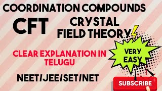 COORDINATION COMPOUNDS CFT Crystal Field Theory Explained in telugu 🔥NEETJEESETNET [upl. by Juta]