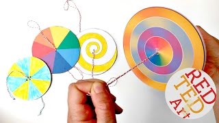 Easy Paper Spinners  STEAM Color Theory Paper Crafts [upl. by Akimot]