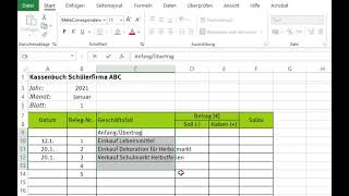 Buchhaltung ganz praktisch Kassenbuch Excel Grundlagen [upl. by Ennagroeg]