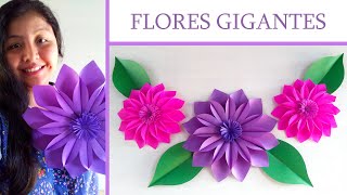 DIY  FLORES gigantes de papel  FLOR para decorar  paper flower  Muy Lindas 🌺 [upl. by Volnay]