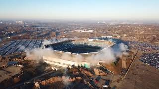 Drone footage shows failed Pontiac Silverdome implosion [upl. by Klinger]