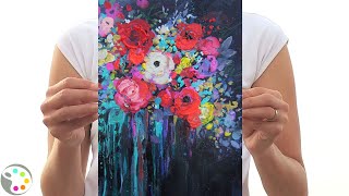 How to Paint Flowers  Acrylic Painting Tutorial [upl. by Eetsim522]