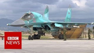 Inside Russian airbase launching Syria strikes  BBC News [upl. by Gnol]