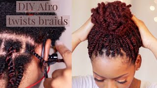 Afro kinky twist braids on natural hair [upl. by Yrrac814]