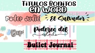 como hacer TITULOS BONITOS en WORD [upl. by Chlo626]