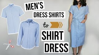 Mens Dress Shirts to Shirt Dress EASY DIY REFASHION  Episode 10 [upl. by Daveen513]