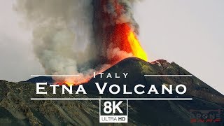 Etna Volcano  Sicily Italy 🇮🇹  by drone in 8K UHD [upl. by Lartnom]