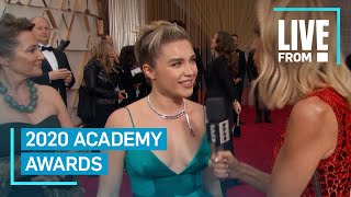 Florence Pugh Talks quotLittle Womenquot amp Hugging Scarlett Johansson  E Red Carpet amp Award Shows [upl. by Edniya]