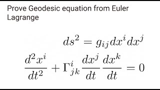 Prove Geodesic equation from Euler Lagrange [upl. by Yntruoc]