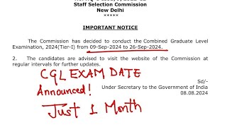 SSC CGL EXAM DATE ANNOUNCED  1 MONTH LEFT [upl. by Ignacia]