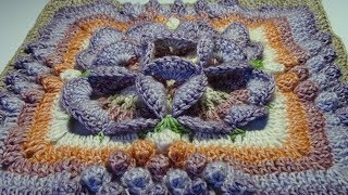 Crochet Flower 3D Granny Square ENGLISH [upl. by Sager]