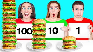 1 10 or 100 Layers of Food Challenge by Multi DO [upl. by Spurgeon]