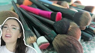 Decluttering My Makeup Brushes… 50 Gone FionaFrills Vlogs [upl. by Aerdnek797]