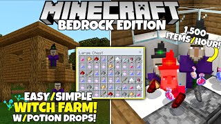 Minecraft Bedrock Working WITCH FARM 1500 ItemsHour Tutorial MCPE Xbox PC PS4 [upl. by Klemperer909]