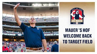 Twins welcome Mauer back from HOF [upl. by Lerret]