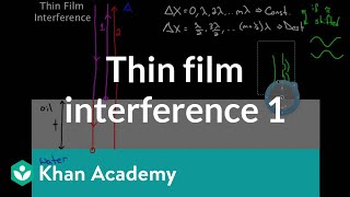 Thin Film Interference part 1  Light waves  Physics  Khan Academy [upl. by Assilac]