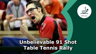 Unbelievable 91 Shot Table Tennis Rally [upl. by Kuehn]