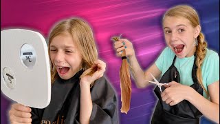 Savannah Cut Lizzy’s Hair in Savannah’s Dream Beauty Salon Funny Kids Story With Sisters [upl. by Ocramed850]