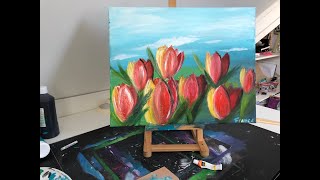 Acrylverf voor beginners  Tulpen  acrylic painting for beginners  Tulips [upl. by Ahsinor]