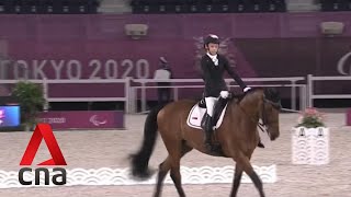 Paralympics Singapore equestrienne Laurentia Tan finishes 5th in dressage individual freestyle test [upl. by Herates]