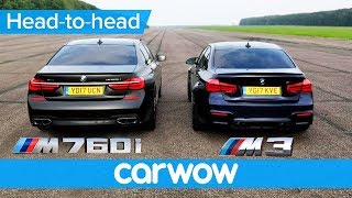 BMW M760Li vs M3 Competition – DRAG RACE amp ROLLING RACE  Head to Head [upl. by Ellenohs]