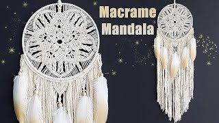 DIY Tutorial l How To Make Macrame Mandala Dreamcatcher [upl. by Trilley]