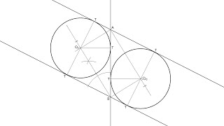 Circunferencias tangentes a 3 rectas  2 de ellas paralelas Apolonio RRR [upl. by Xed761]