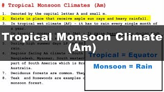 Koppen Scheme  Tropical Monsoon Climate Am  UPSC IAS Geography [upl. by Htaras283]