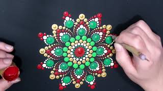 Classic Christmas Colors Step By Step Dot Mandala Tutorial  How To Paint Dot Mandalas Lydia May [upl. by Templeton532]