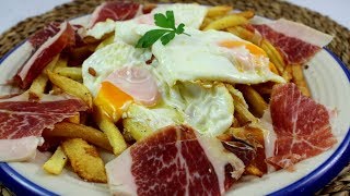 Huevo rotos con patatas fritas y jamon ¡ESPECTACULARES [upl. by Danie127]