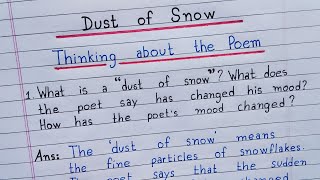 Dust of Snow  Question and Answers  Thinking about the Poem [upl. by Arinaid]